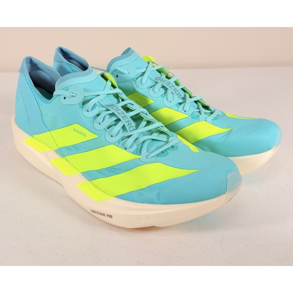 Adidas ADIZERO Takumi SEN 11 Men's Size 14.5 Blue Mint/Yellow/White JQ2813